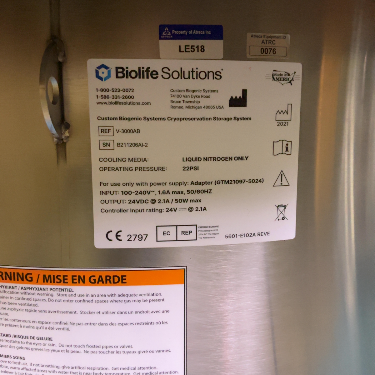 Biolife Solutions Isothermal Biogenic Systems Cryopreservation Storage System (BO!) | Mr. Scientific - Image 13