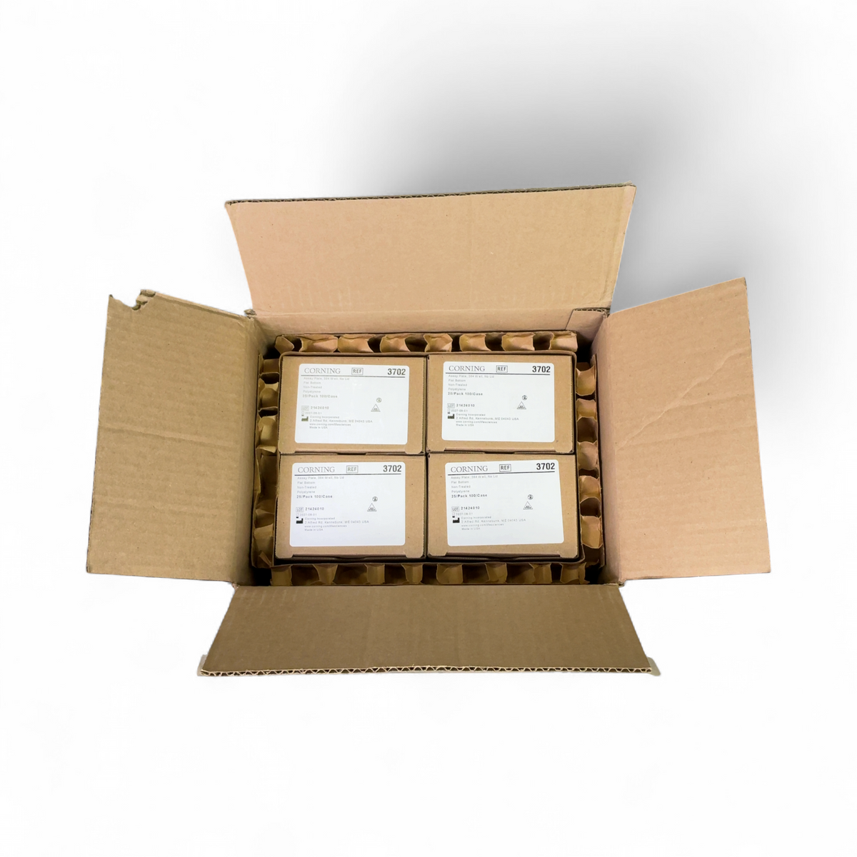 Corning 384-Well Clear Flat Bottom Polystyrene Microplates, 100/Cs, PN: 3702 - Image 3