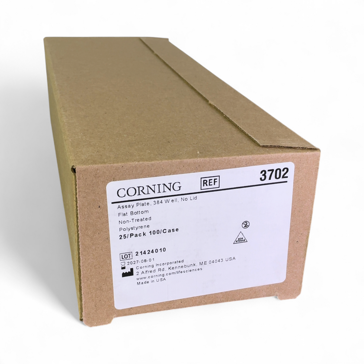 Corning 384-Well Clear Flat Bottom Polystyrene Microplates, 100/Cs, PN: 3702 - Image 5