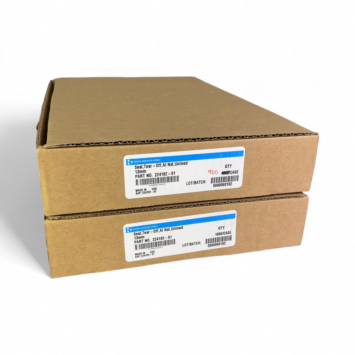 Duran Wheaton Kimble 13mm Natural Aluminum Unlined Tear-Off Seals - 1900ct 224192-01 | Safe & Secure Shipping - Image 1