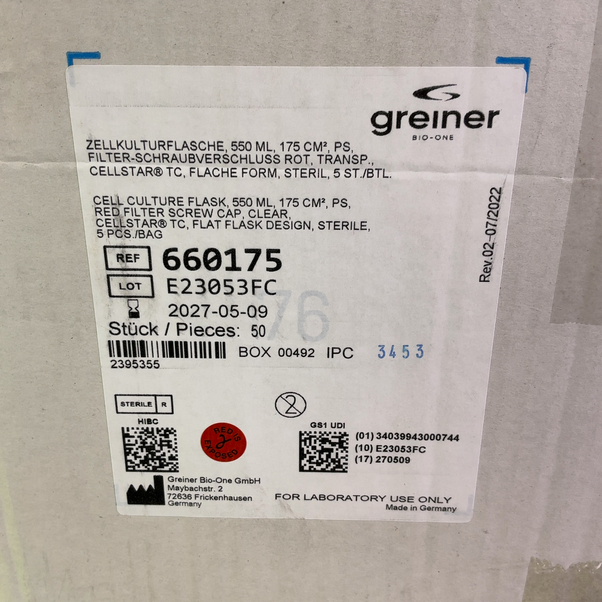 Greiner Bio-One Cellstar 550mL Flat Design Cell Culture Flasks, 50/cs 660175; EXP 5-2027 | Ships Fast from Mr. Scientific - Image 7