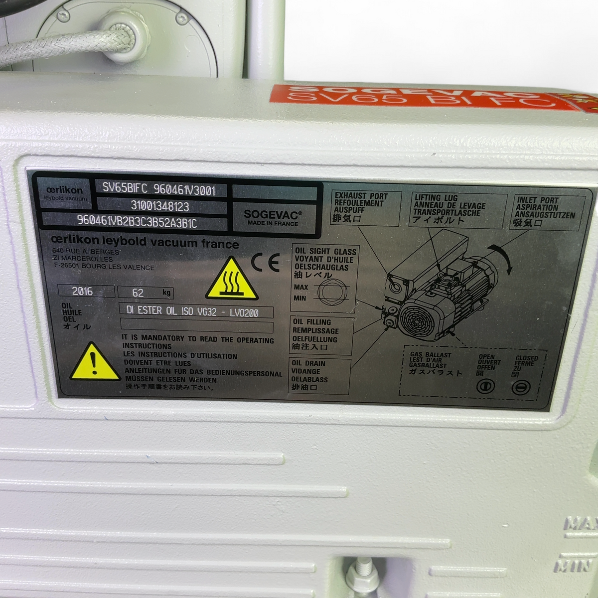 Leybold Oerlikon Sogevac Rotary Vane Vacuum Pump SV65 BI FC (Best Offer!) | Safe & Secure Shipping - Image 13