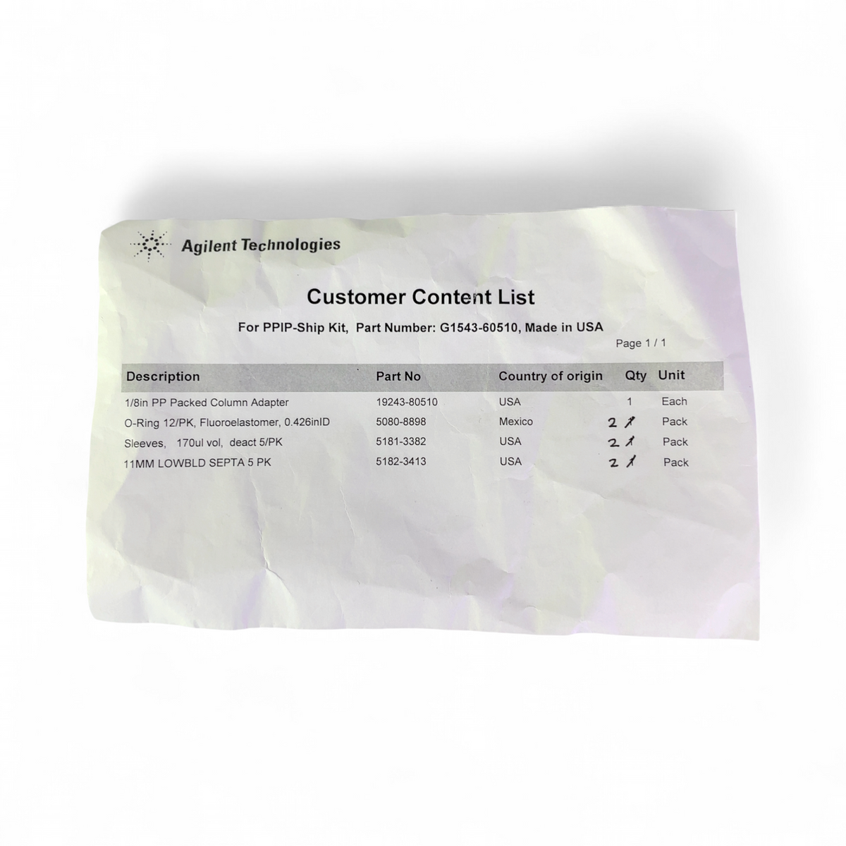 NEW Agilent Technologies PPIP Ship Kit - Gas Chromatography Parts Kit G1543-60510 | Ships Fast from Mr. Scientific - Image 12