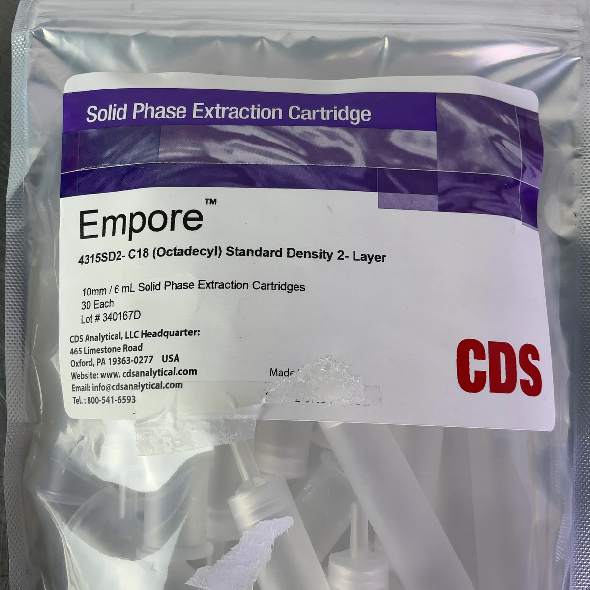 NEW CDS Empore C18 SD 10mm/6mL Solid Phase Extraction Cartridges 4315SD2-C18 - 30/Pk | Safe & Secure Shipping - Image 2