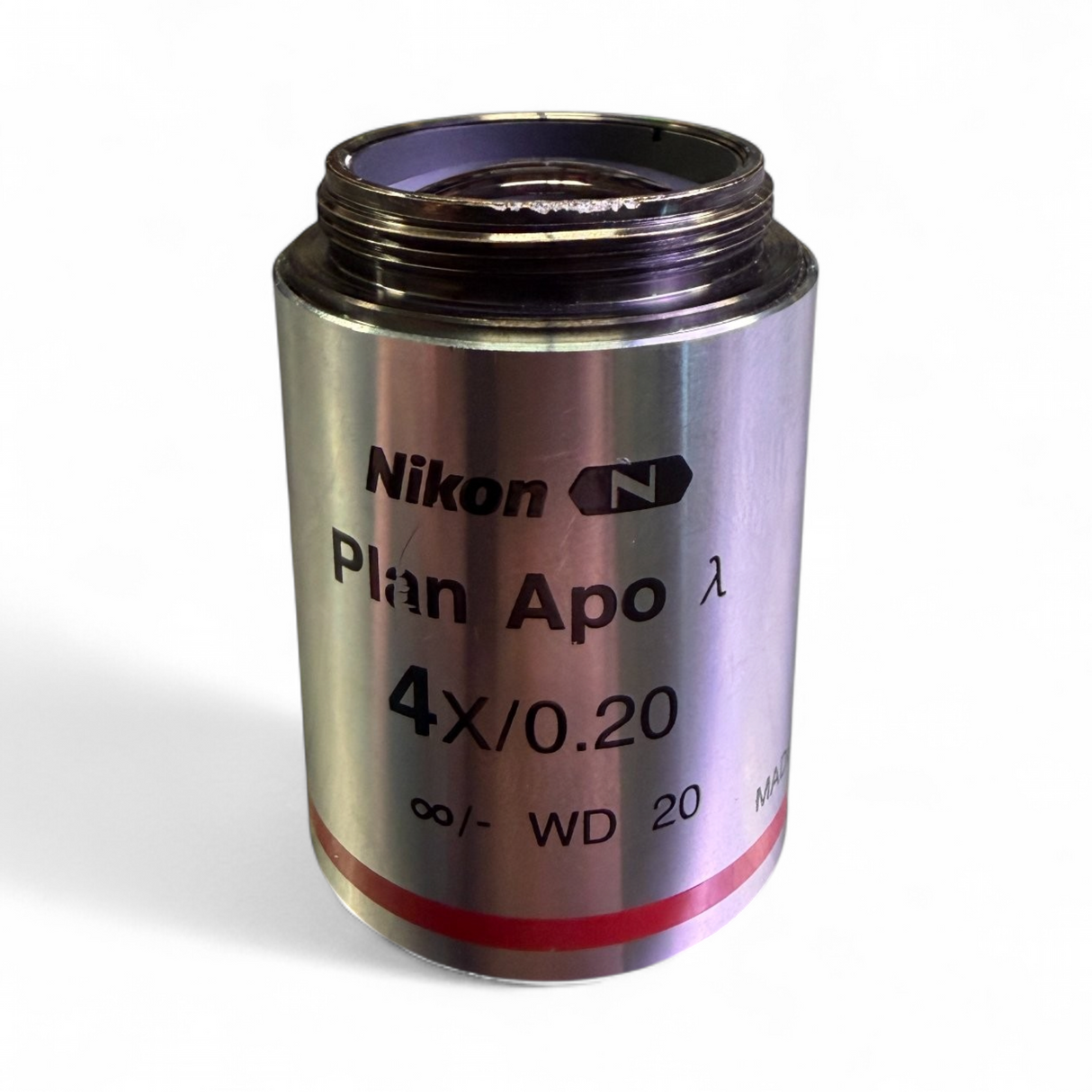 Nikon Plan Apo λ 4x/0.20 WD 20 Microscope Objective Lens MRD00045 - Image 1