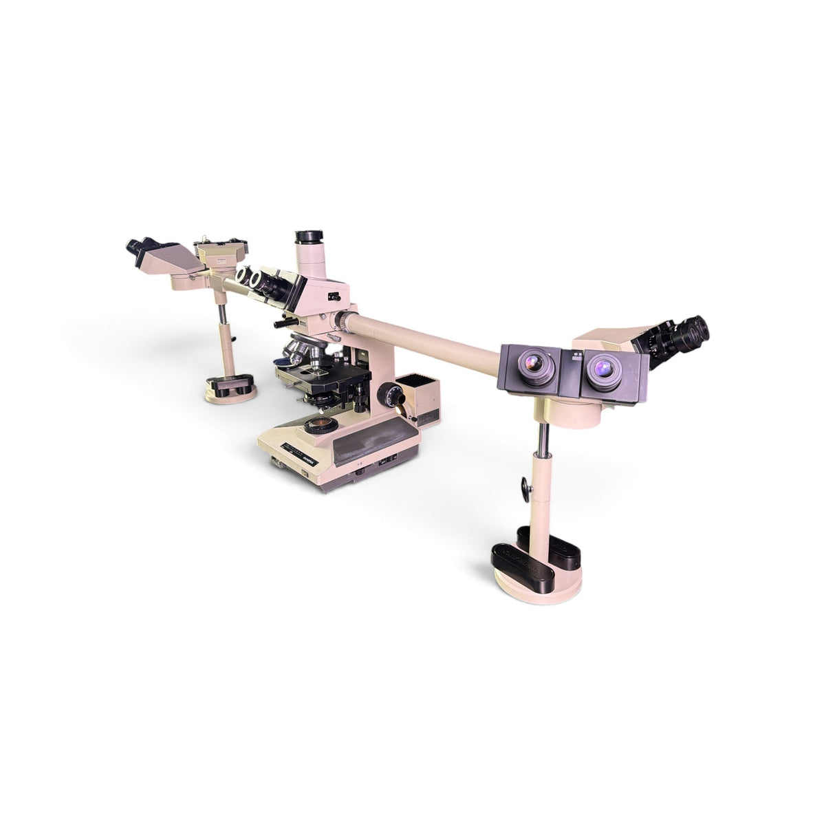 Olympus BH-2 BHS 5-Headed Teaching Microscope w/ DPlan Objectives, AmScope MD35 - Image 2