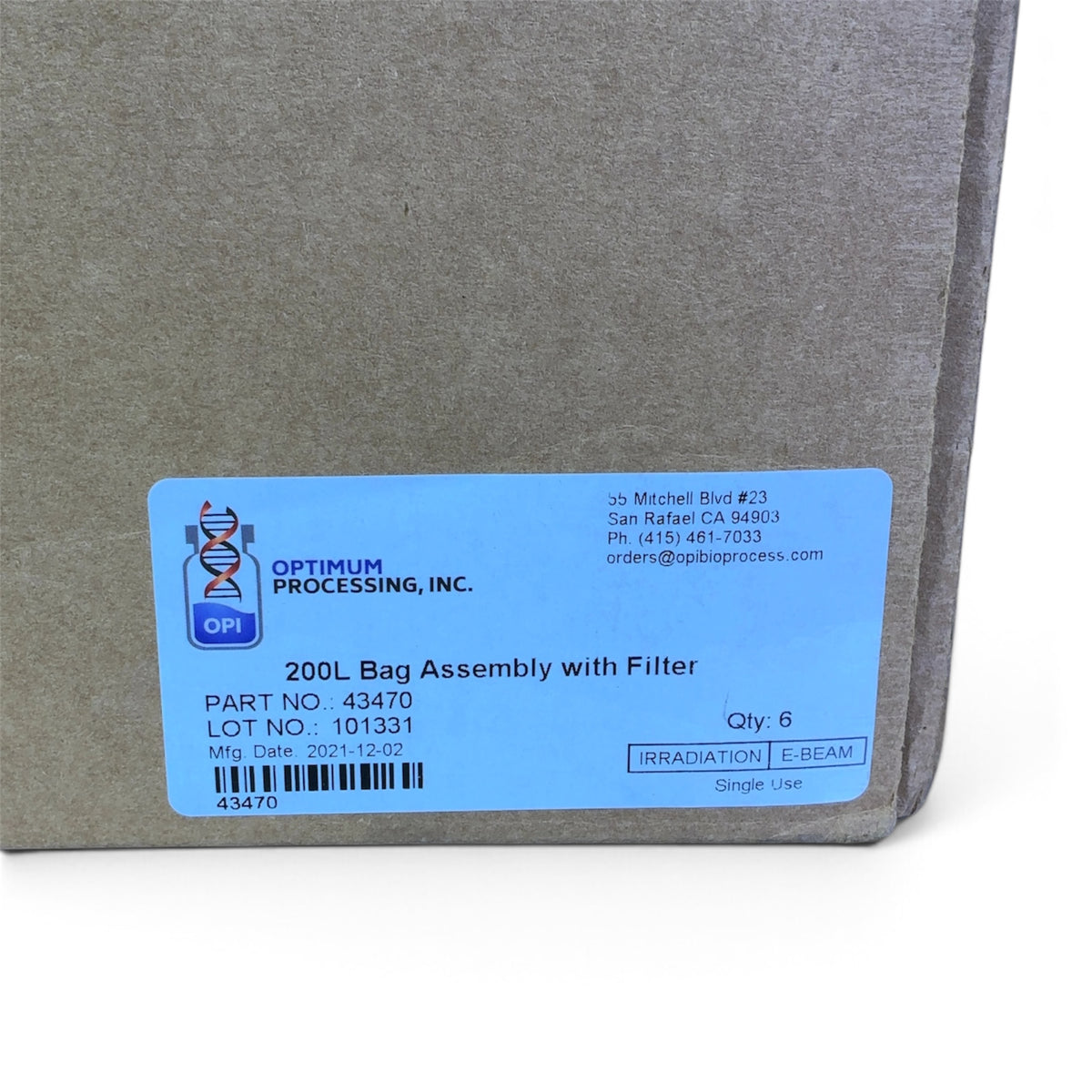 Optimum Processing Inc 200L BioProcess Bag Assembly with Filter - 6x Units 43470 | Safe & Secure Shipping - Image 6