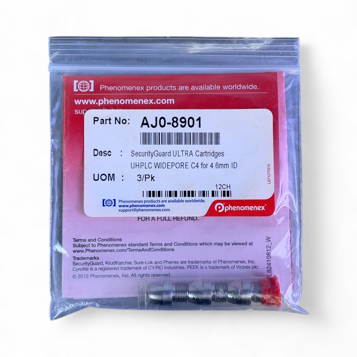 Phenomenex AJ0-8901 SecurityGuard ULTRA UHPLC Cartridge WIDEPORE C4 | Safe & Secure Shipping - Image 1