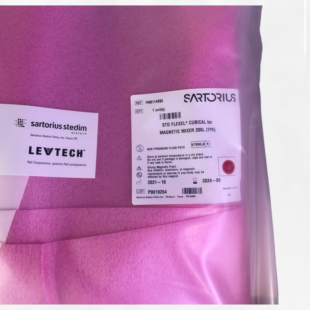 Sartorius Levtech Flexel Cubical for Magnetic Mixer 200L FMB114893, Exp: 2021-10 | Ships Fast from Mr. Scientific - Image 3