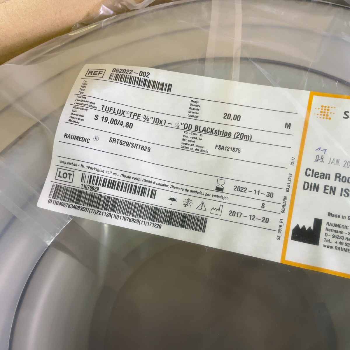 Sartorius Stedim Biotech TUFLUX Highly Resistant TPE Tubing ¾"IDx1-⅛"OD BLACKstripe (20m) | Ships Fast from Mr. Scientific - Image 4