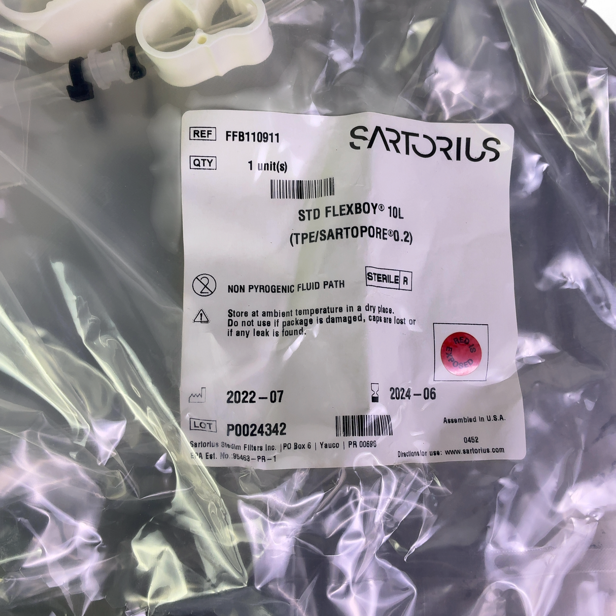 Sartorius Stedim Flexboy 10L (TPE/SARTOPORE 0.2) FFB110911 Bioprocess Bag System, 16 Units | Ships Fast from Mr. Scientific - Image 3