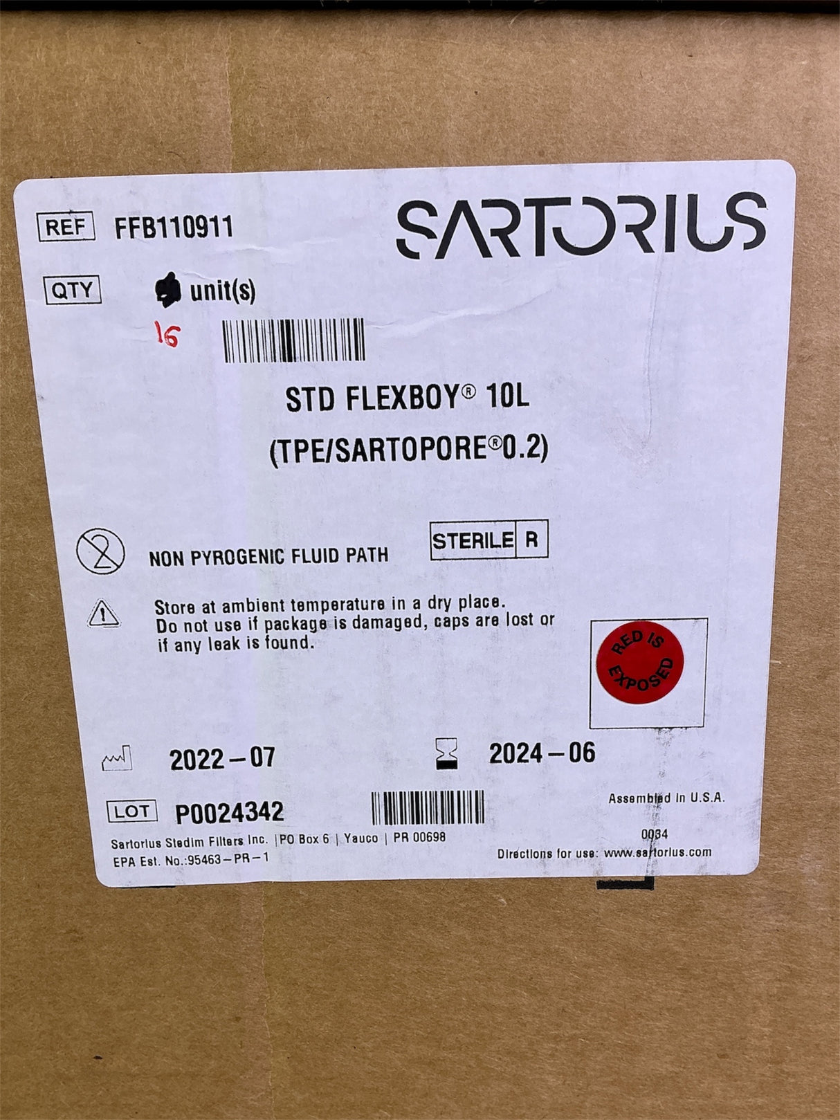 Sartorius Stedim Flexboy 10L (TPE/SARTOPORE 0.2) FFB110911 Bioprocess Bag System, 16 Units | Ships Fast from Mr. Scientific - Image 7