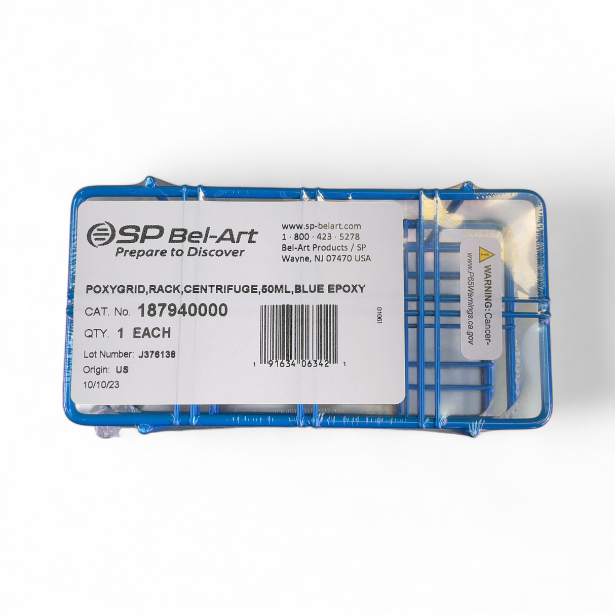 SP Bel-Art Poxygrid Centrifuge Rack for 50mL Tubes, 8 Places, Blue Epoxy 12/cs (BO!) | Mr. Scientific - Image 3