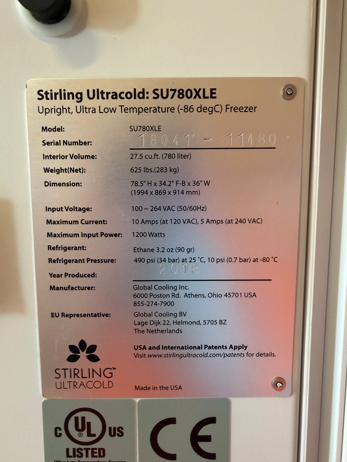 Stirling Ultracold Upright, Ultra Low Temperature (-86°C) Freezer SU780XLE | Ships Fast from Mr. Scientific - Image 10