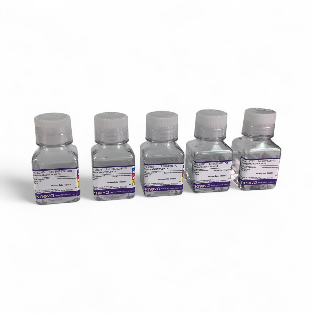 Teknova 500mM EDTA Solution E0375 100mL pH 7.5 - 5 Bottles (Best Offer!) | Safe & Secure Shipping - Image 1