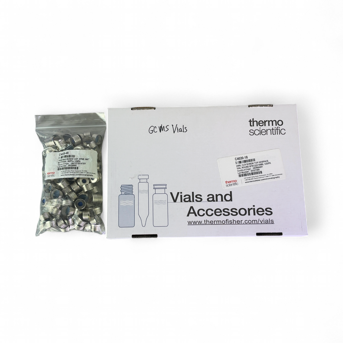 Thermo Scientific 20mL Clear Screw Top Round Bottom Vials w Mag Septa Caps C4020 - 125ct | Safe & Secure Shipping - Image 2