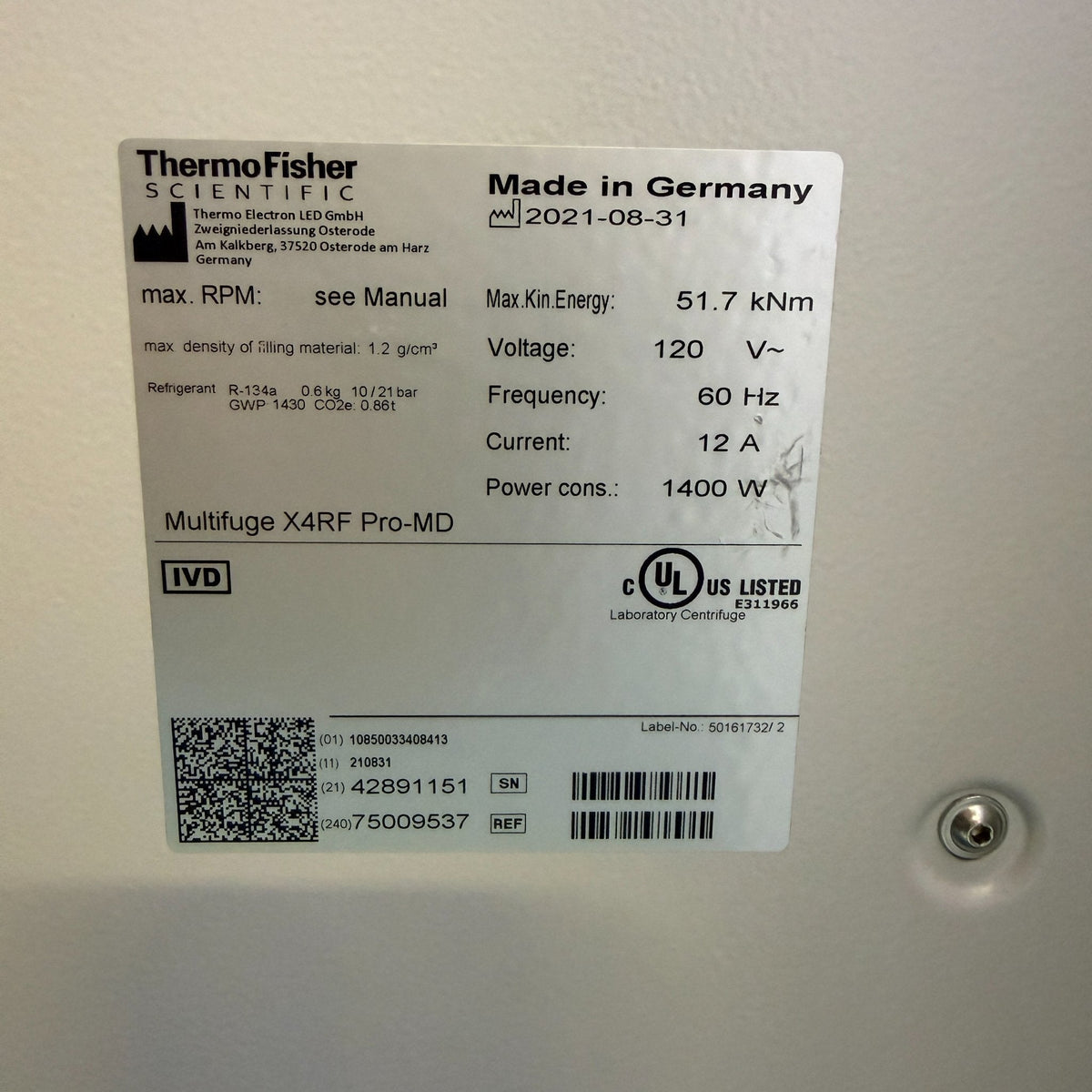 Thermo Scientific Multifuge X4RF Pro-MD 75009537 Laboratory Centrifuge | Safe & Secure Shipping - Image 11