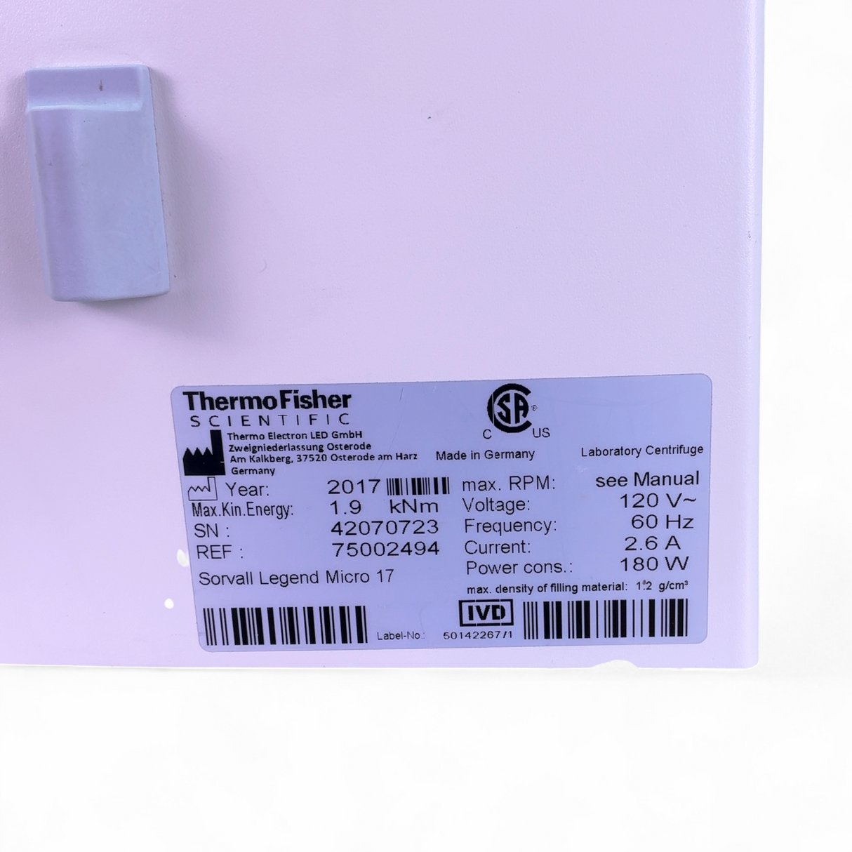 Thermo Scientific Sorvall Legend Micro 17 Centrifuge 7500294 w Hematocrit Rotor 75003473 | Safe & Secure Shipping - Image 16