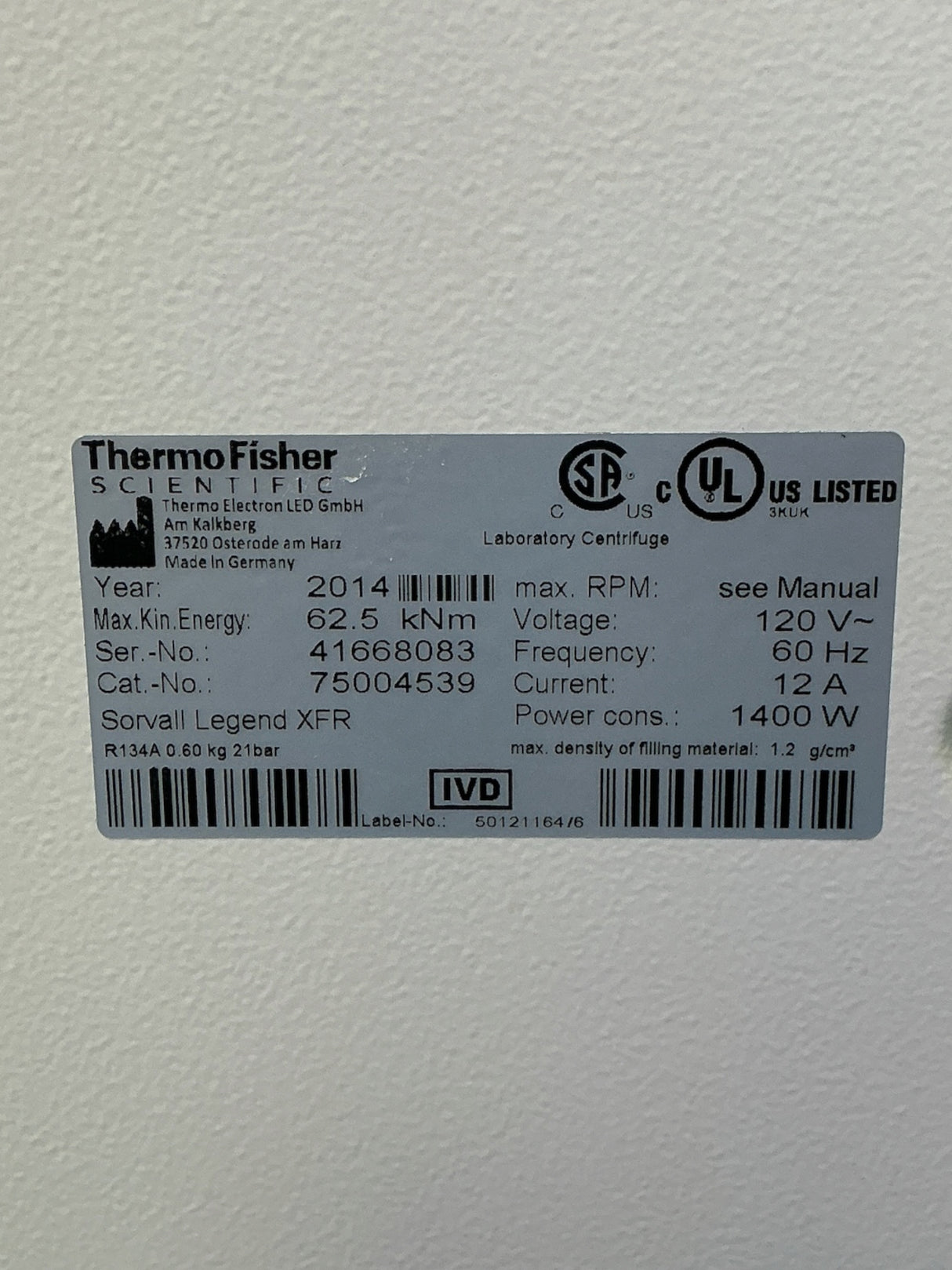 Thermo Scientific Sorvall Legend XFR Centrifuge 75004539 w TX-750 Rotor & Buckets/Adapters (BO!) | Order Direct and Save - Image 7