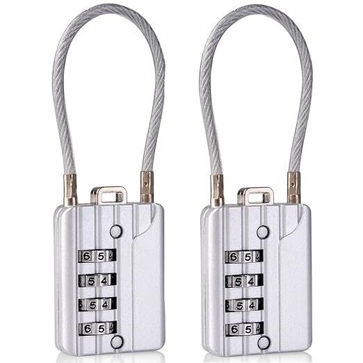SEPOX 4-Digit Combination Cable Lock – 4-Pack Travel Luggage Locks (New)