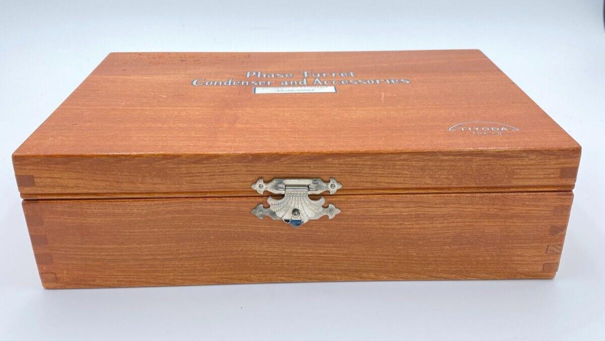 OLYMPUS TIYODA TOKYO PHASE TURRET CONDENSER WITH WOODEN CASE
