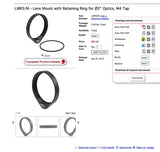 THORLABS LMR3/M Lens Mount with Retaining Ring for Ø3" Optics, M4 Tap NEW