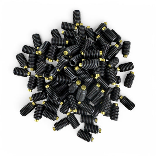 100 Pcs McMaster-Carr 91381A368 Brass-Tip Set Screws – 3/8"-24 x 5/8", Black-Oxide New