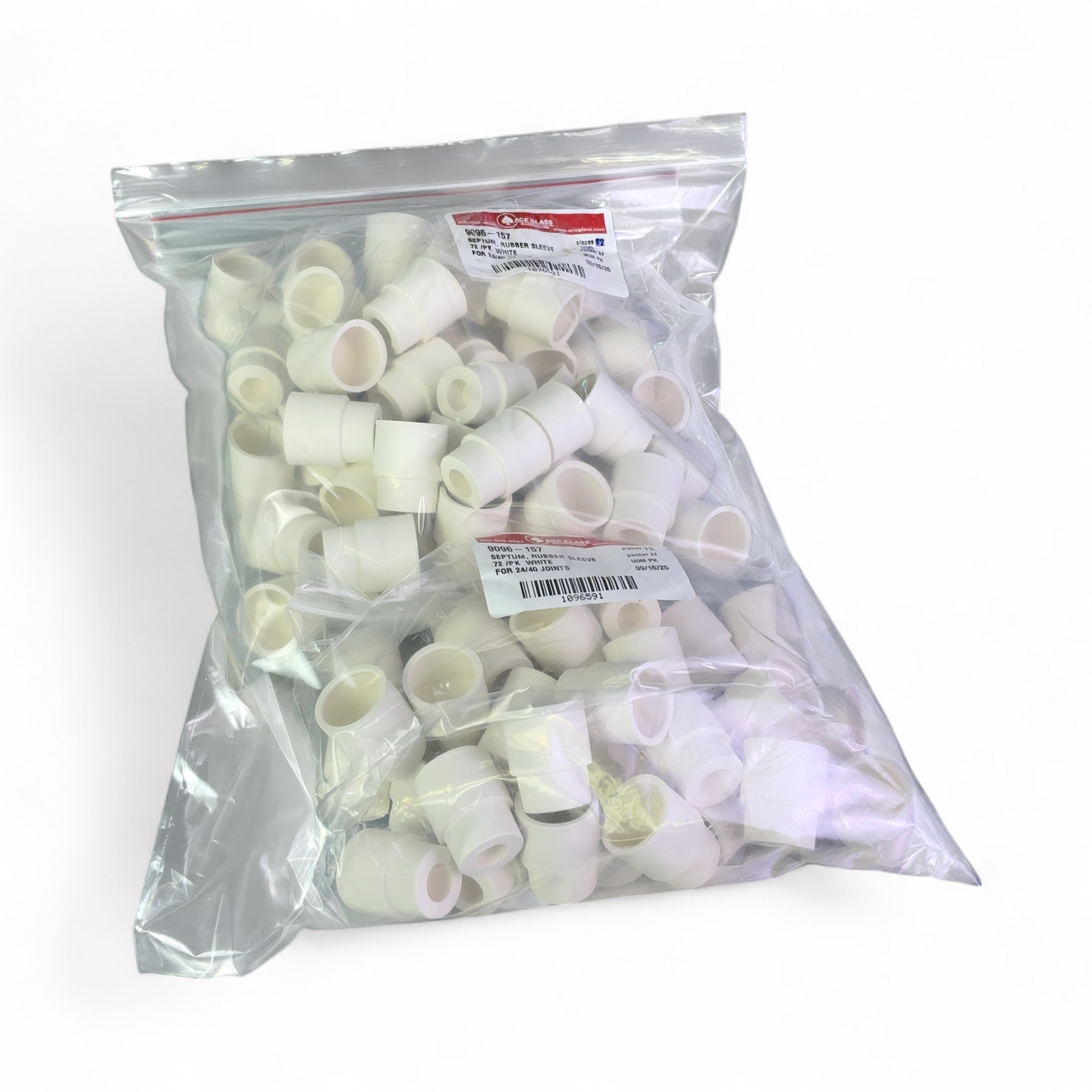 Ace Glass 9096 Septa 24/40 White Rubber Sleeve - 100ct 9096-157 (Best Offer!) | Order Direct and Save - Image 1