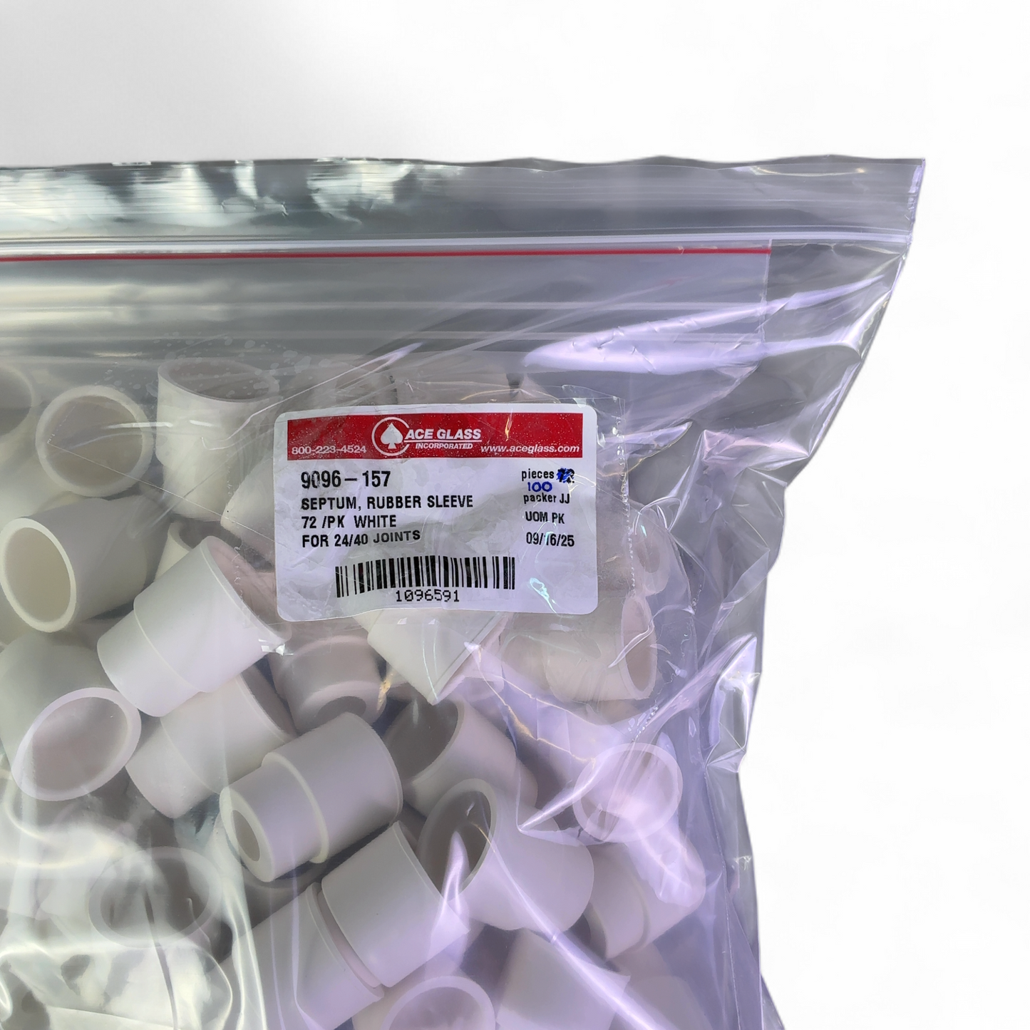 Ace Glass 9096 Septa 24/40 White Rubber Sleeve - 100ct 9096-157 (Best Offer!) | Order Direct and Save - Image 4