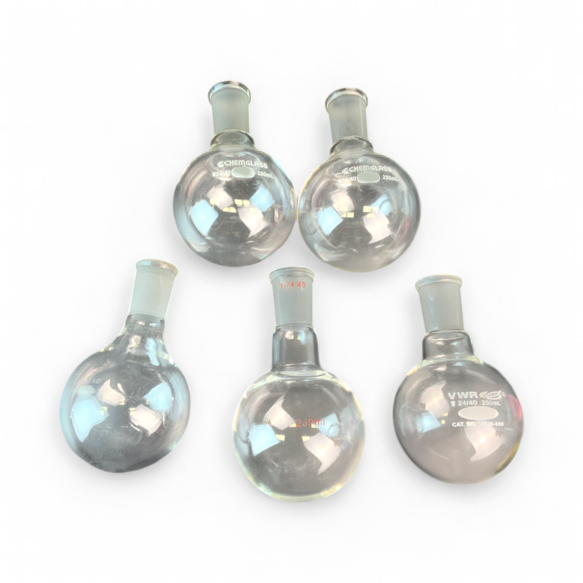 Assorted Round Bottom Flasks 250mL 5 Flasks/Box - Image 2