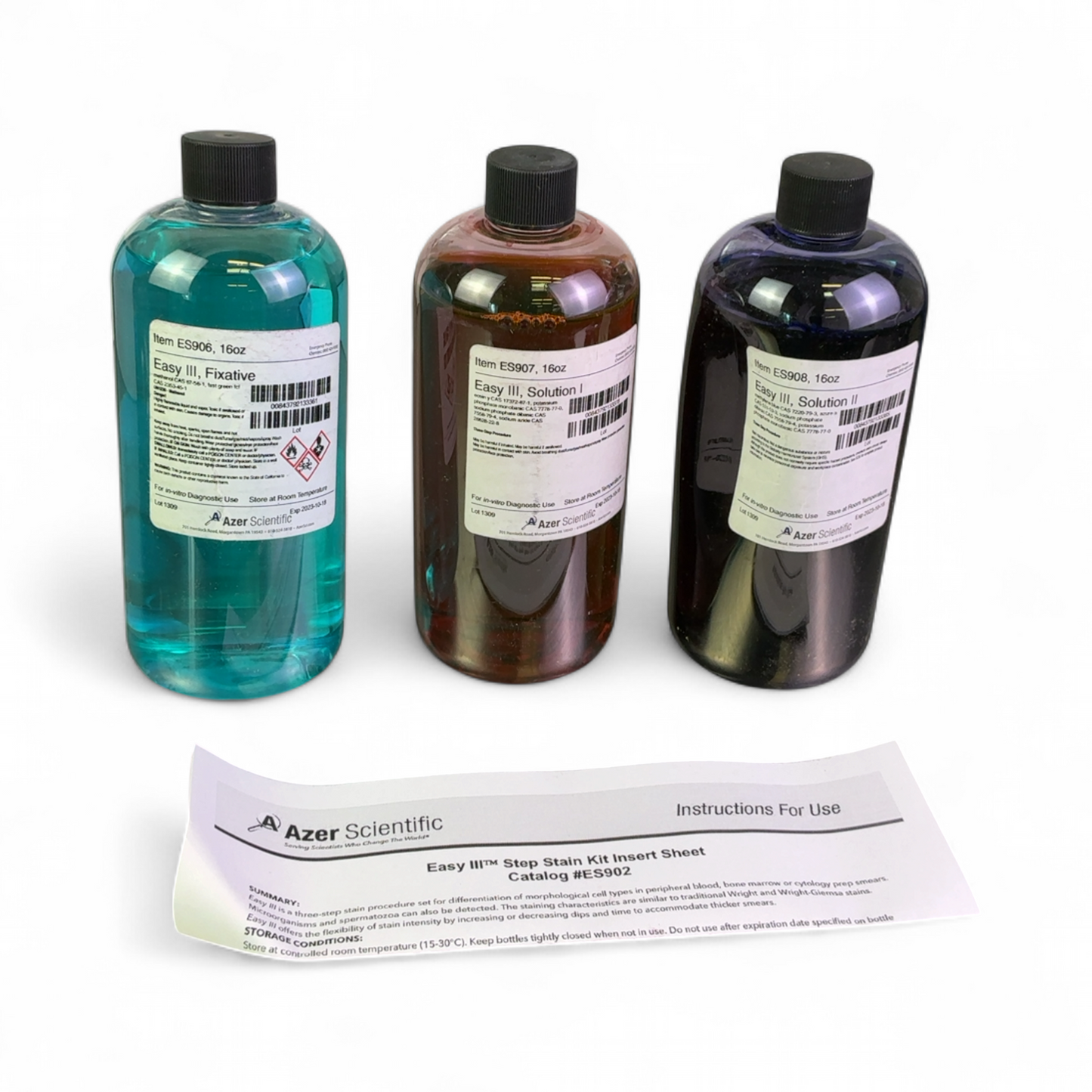 Azer Scientific Easy III Stain Kit Three Step Procedure ES902-16 -- Exp 2023-10-18 | Safe & Secure Shipping - Image 2