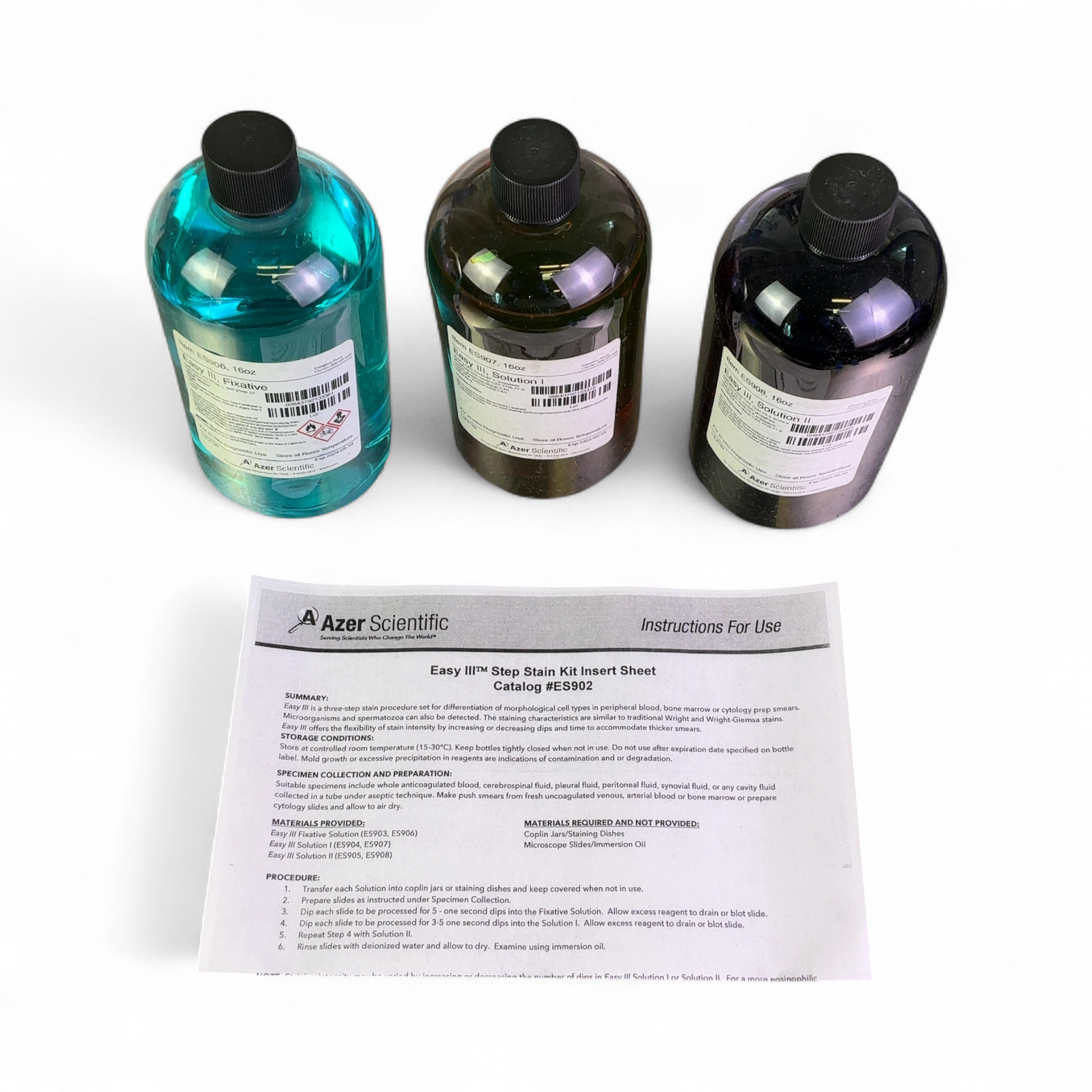 Azer Scientific Easy III Stain Kit Three-Step Procedure ES902-16 — Exp 2024-05-10 | Mr. Scientific - Image 2