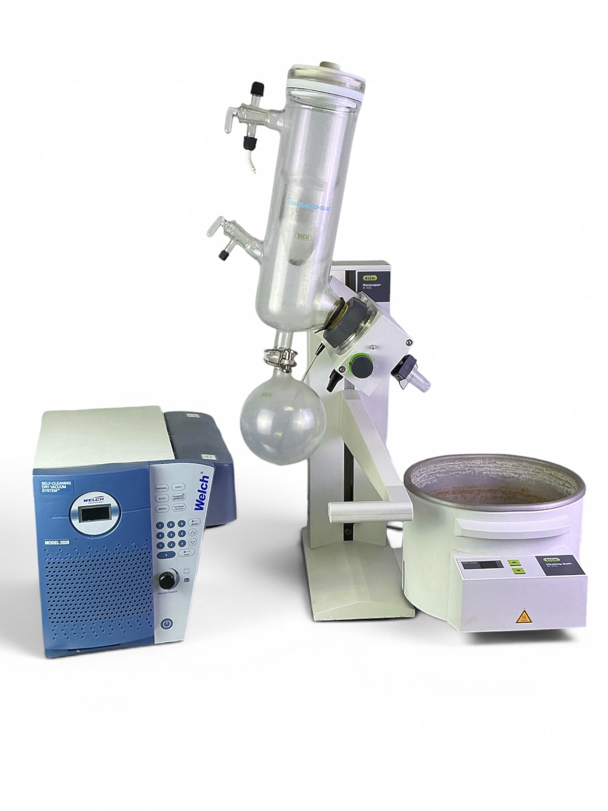 BÜCHI Rotavapor R-100 Evaporator System w B-100 Bath & Welch 2028 Vacuum Pump | Safe & Secure Shipping - Image 1