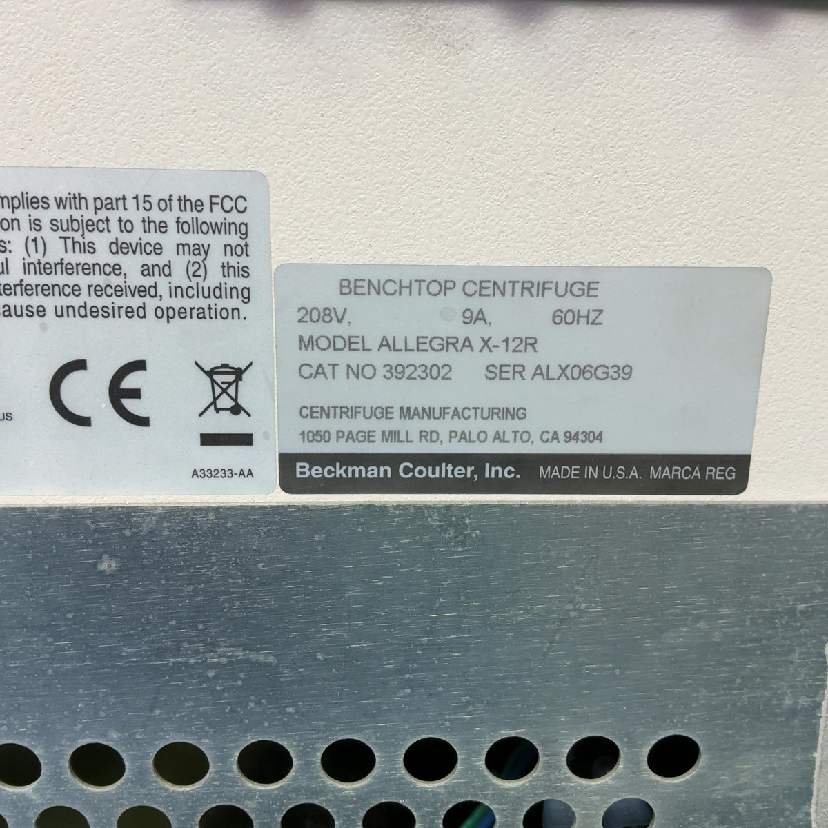 BECKMAN COULTER Allegra X-12R Benchtop Centrifuge 392302 w SX4750 Rotor & Buckets - Image 11