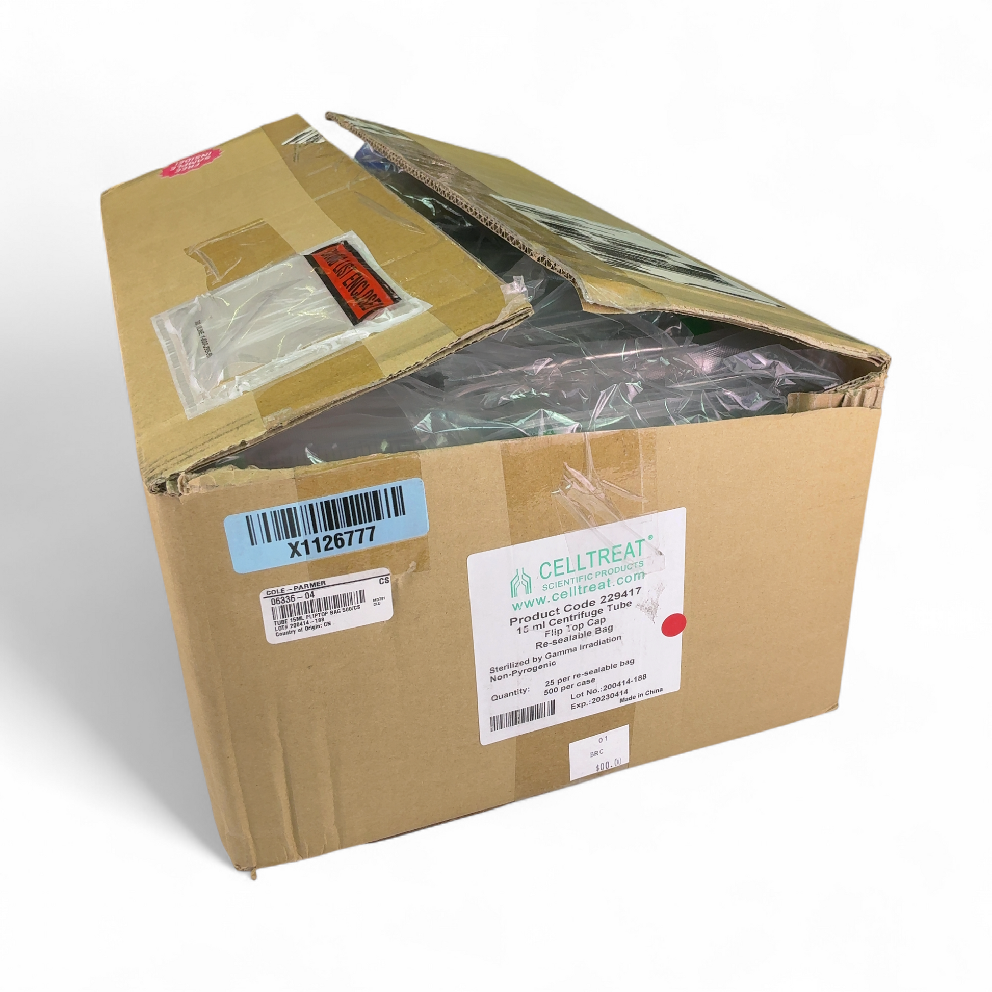 CellTreat Sterilized 15mL Centrifuge Tubes w Flip Top Caps 229417 - 500/cs (BO!) | Ships Fast from Mr. Scientific - Image 1