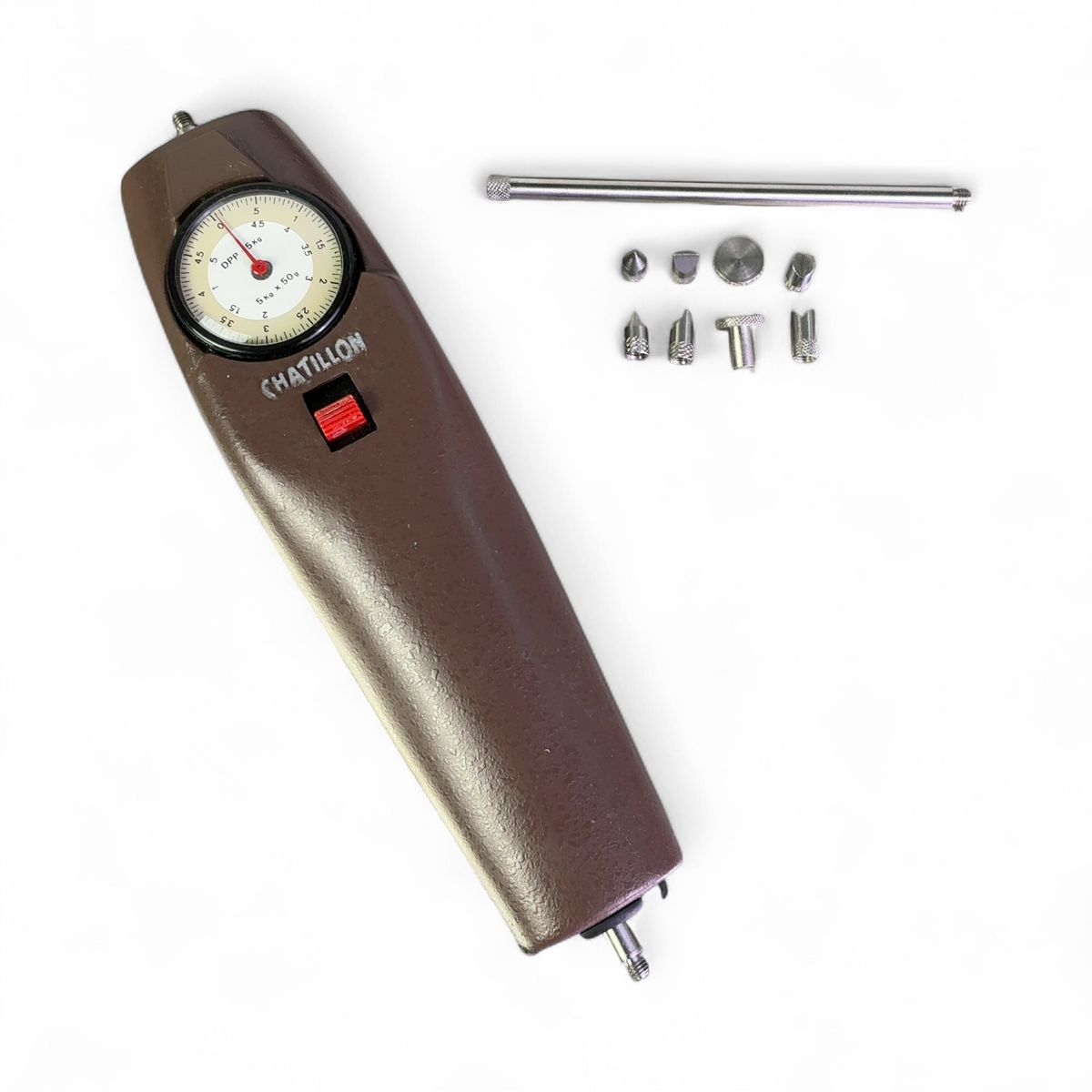 Chatillon Mechanical Push/Pull Force Gauge w Accessories & Case DPP-5KG | Mr. Scientific - Image 5