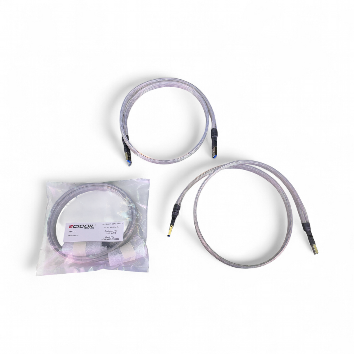 Cicoil Lot of 3x USB 5Gbps Male-Male 3’ Shielded Cables USB-3000-CAH003 (BO!) | Safe & Secure Shipping - Image 2