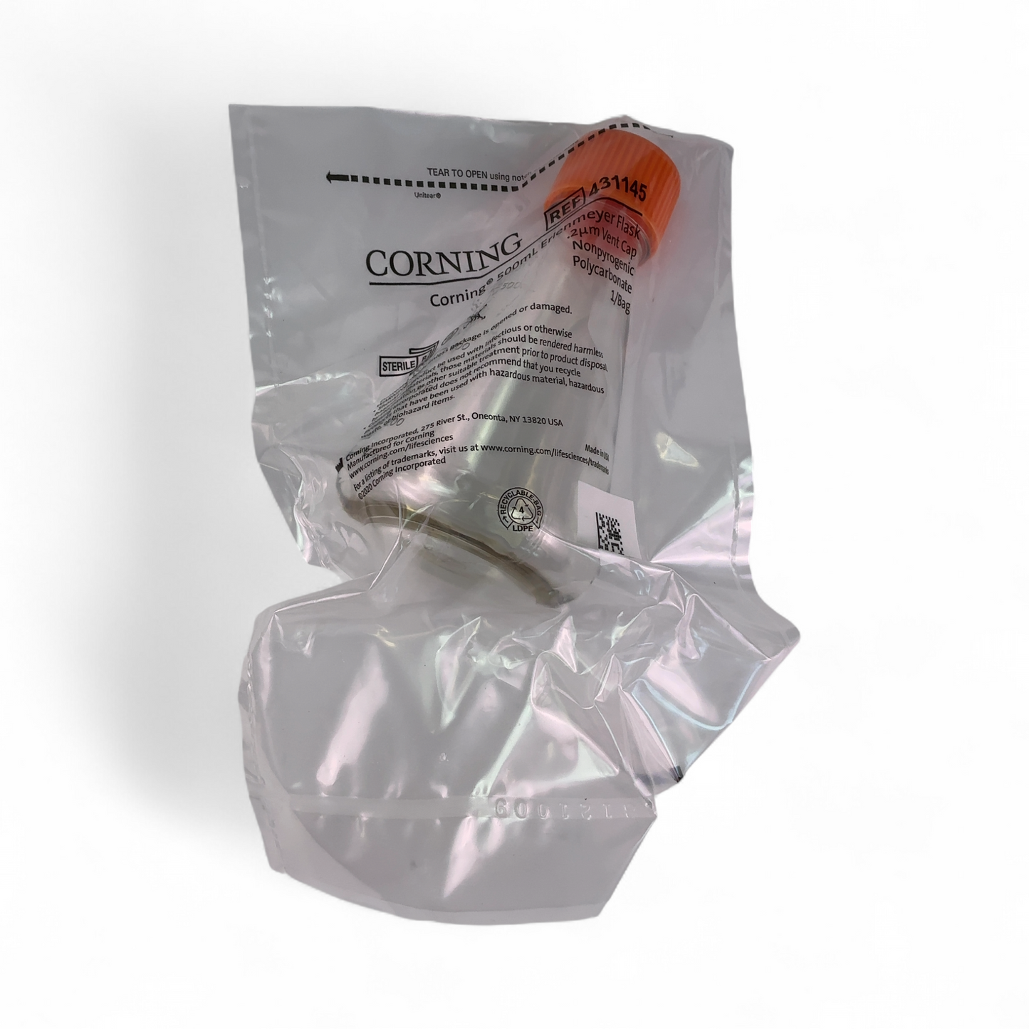 Corning 500mL Polycarbonate Erlenmeyer Flasks w 0.2µm Vent Cap 431145 - 12/cs (BO!) | Mr. Scientific - Image 2