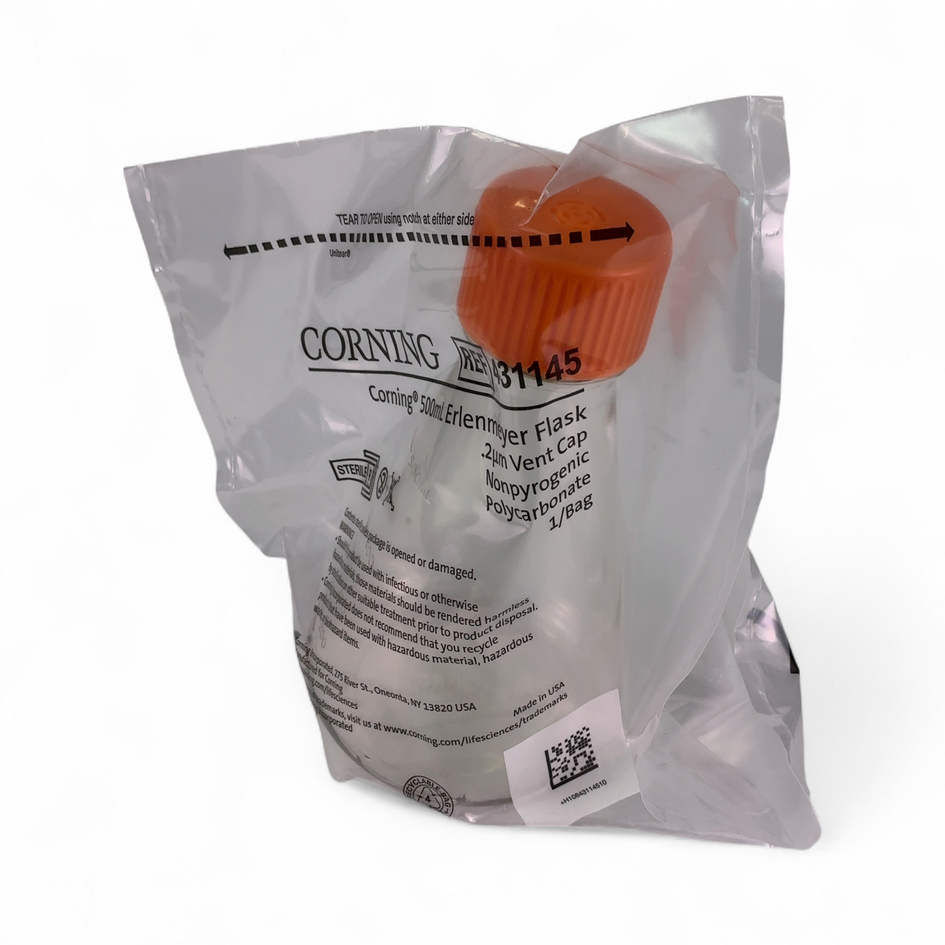 Corning 500mL Polycarbonate Erlenmeyer Flasks w 0.2µm Vent Cap 431145 - 12/cs (BO!) | Mr. Scientific - Image 4