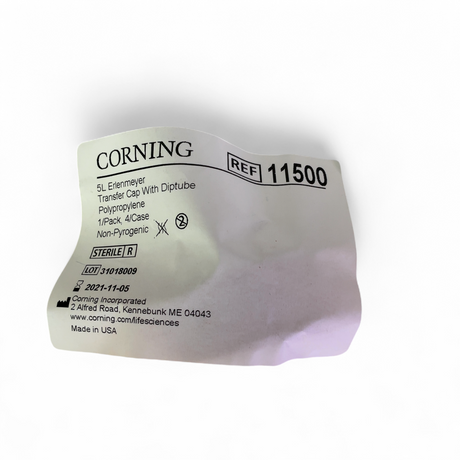Corning Erlenmeyer Flask Transfer Caps w Diptubes 11500 (x8), 431446 (x2), 431444 (x1) 5L, 2L, 1L | Safe & Secure Shipping - Image 3