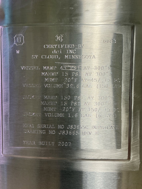 DCI Inc Genentech Custom 150L Stainless Steel Process Tank JS3665 (BO!) | Safe & Secure Shipping - Image 10