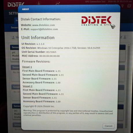 Distek BIOne 1250 Dual Bioreactor System w/ 2.5L Glass Vessel & Mettler Toledo Scales - Image 17