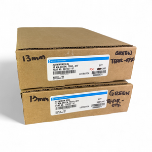 Duran Wheaton Kimble 13mm Green Tear-Off Aluminum Seals - 1700x Units 224192-07 | Order Direct and Save