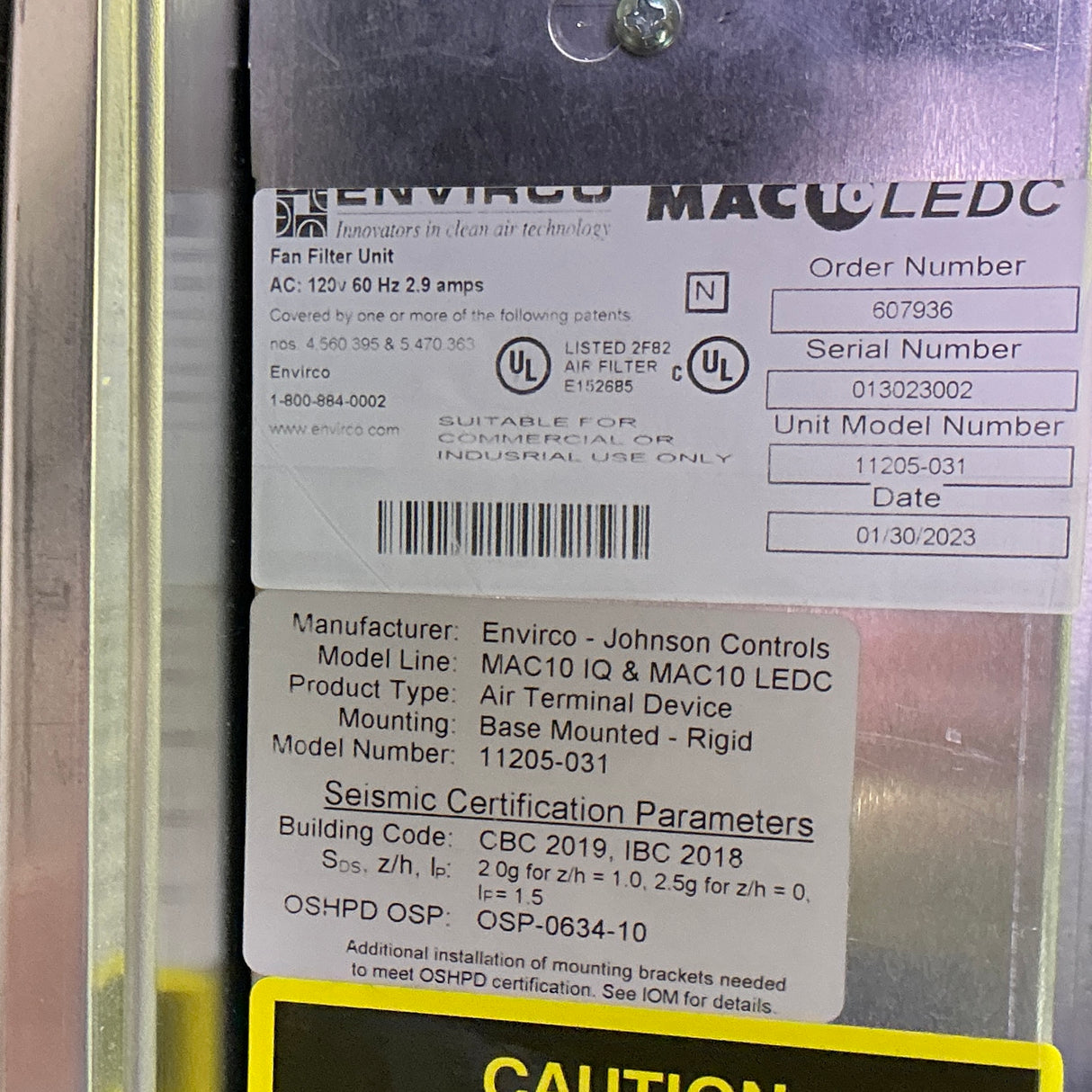 Envirco MAC10 23.5" x 23.5" x 14.5" Fan Filter Unit 11205-031 (Best Offer!) | Ships Fast from Mr. Scientific - Image 8