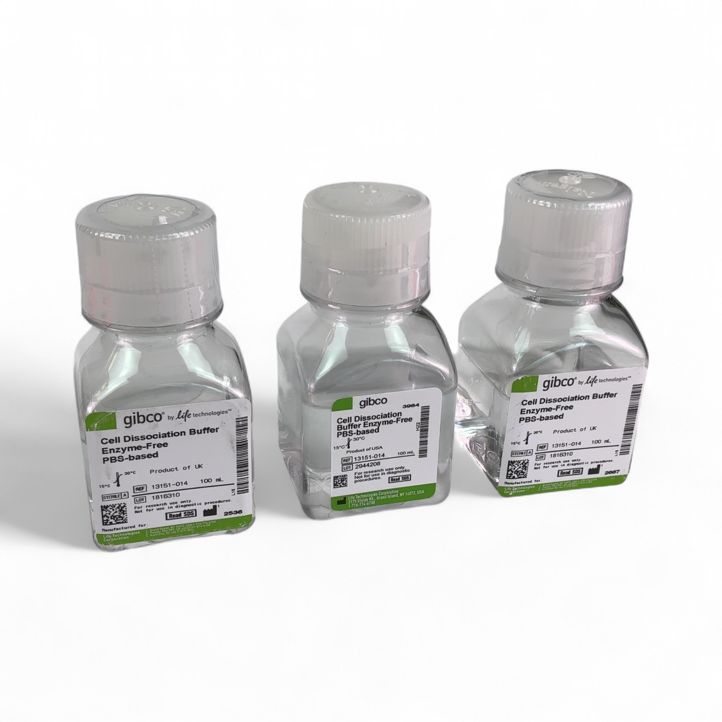 Gibco 100mL Cell Dissociation Buffer Enzyme-Free PBS-based 13151-014 - 3 Bottles (BO!) | Ships Fast from Mr. Scientific - Image 1