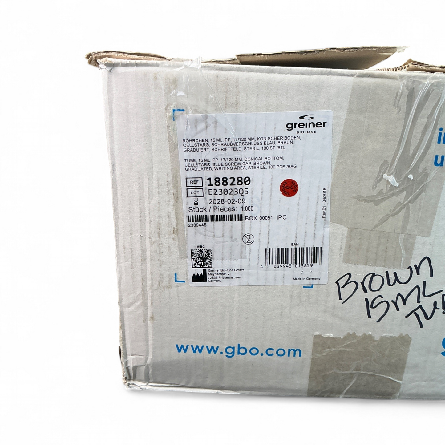 Greiner 15 mL Tubes 188280 900 Brown Tubes - Image 3