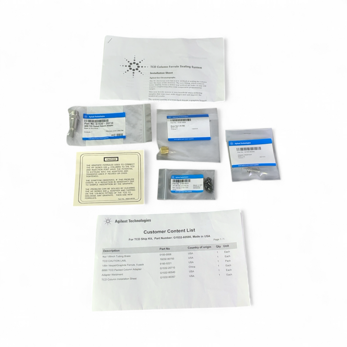 NEW Agilent Technologies TCD Ship Kit - Column Ferrule Sealing System Kit G1532-60590 | Mr. Scientific - Image 1
