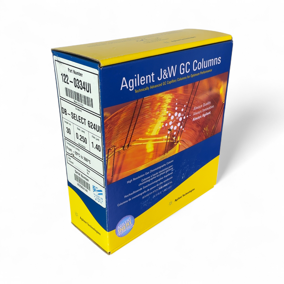 NEW/OPENBOX Agilent DB-SELECT 624UI 122-0334UI 30m GC Column | Mr. Scientific - Image 1