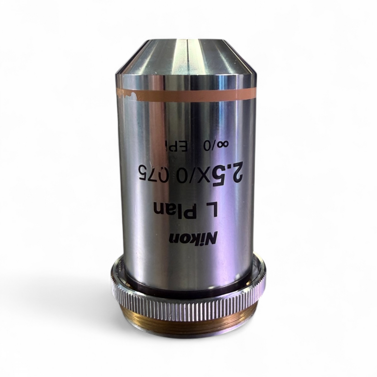 Nikon L Plan 2.5X/0.075 ∞/0 EPI WD 8.8 Microscope Objective Lens w/ Adapter - Image 2
