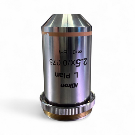 Nikon L Plan 2.5X/0.075 ∞/0 EPI WD 8.8 Microscope Objective Lens w/ Adapter - Image 2